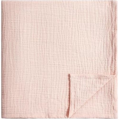Muslin Swaddle Blanket, 100% Cotton Receiving Blanket Soft and Breathable Swaddle Wrap for Baby Boys and Girls, Peach Pink