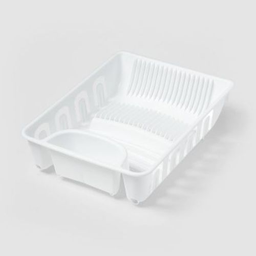 Plastic Dish Drainer White - Brightroom™: Freestanding Polypropylene Dish Drying Rack, Hand Wash, 17.4" Depth