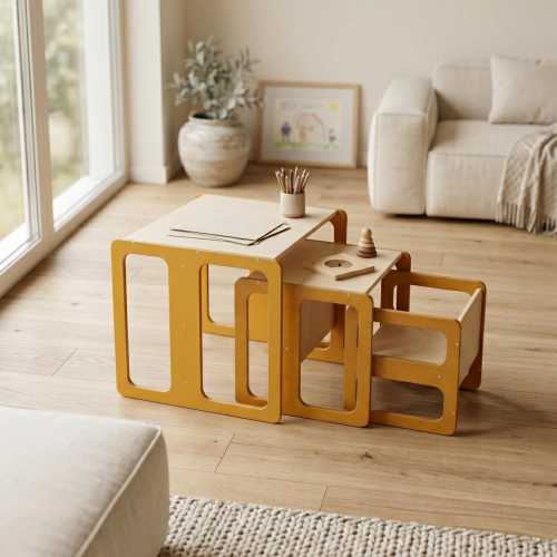 Baltic Birch Nesting Tables & Chairs, Montessori Cube Set or Separate Pieces