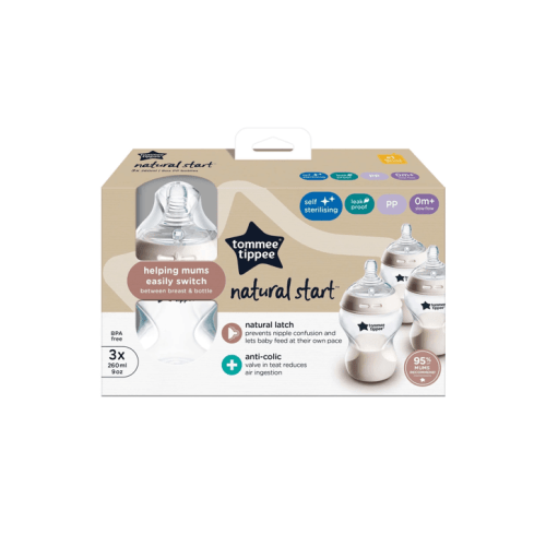 3 Pack Tommee Tippee Natural Start Baby Bottles - Multi - One Size
