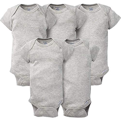 Gerber Unisex Baby 5-Pack Solid Onesies Bodysuits, Gray, 0-3 Months