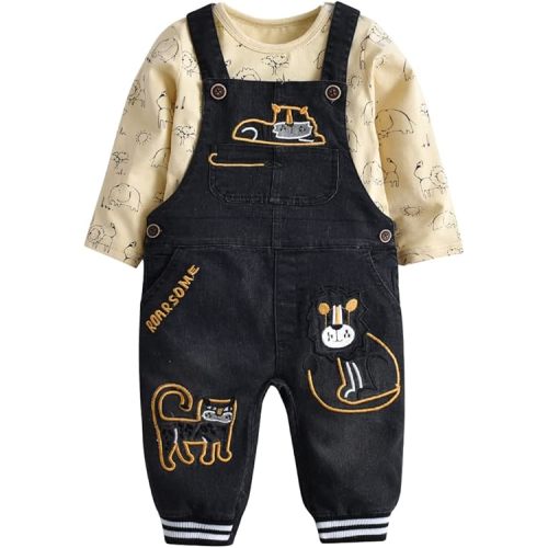 Cute Baby Boy Clothes Suit Toddler Boys' Striped long Sleeve T-Shirt+Denim Overalls Jumpsuit Pants Outfits Sets