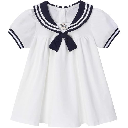 famuka Baby Girl Sailor Dress Short Sleeve Nautical Playwear Dress