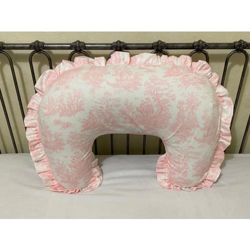 Toile Nursing Pillow Cover with Ruffle: Blue, Pink, Green, Lavender