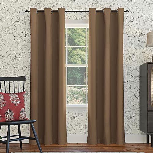 Sun Zero Easton Energy Saving Blackout Grommet Curtain Panel, 40" x 63", Barley