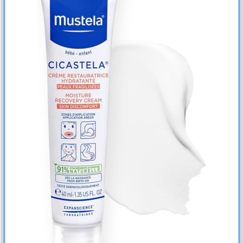 Mustela Cicastela Moisture Recovery Cream - Multipurpose Baby Ointment for Skin Discomfort - with Natural Avocado & Hyaluronic Acid - Fragrance-Free - 1.35 fl. Oz