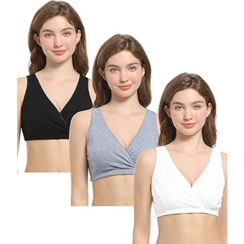 3 Pack Cotton Maternity Nursing Bras Breastfeeding Sleep Bra Pregnancy Bralette