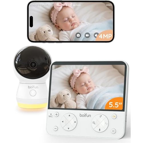 BOIFUN 2.5K Baby Monitor with Camera and Audio, WiFi Smartphone APP Control