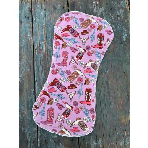 Cowgirl boots baby burp cloth