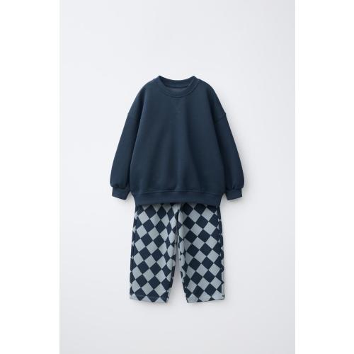 ARGYLE PRINT SWEATSHIRT AND JOGGER SET - Blue | ZARA United States