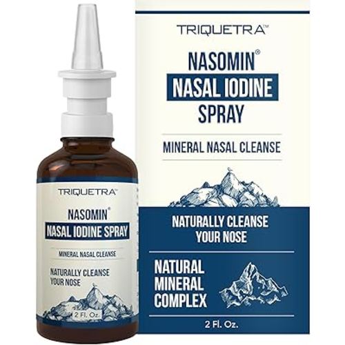 Nasomin® Iodine Nasal Spray – Cleanses & Refreshes Your Nasal Passages – Iodine & Fulvic Acid Blend – 150+ Uses Per Bottle – 100% Natural Mineral Formula – (2 oz. Bottle + Nasal Sprayer)