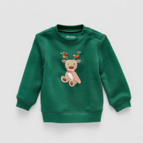 Okie Dokie Baby Boys Round Neck Fleece Long Sleeve Sweatshirt