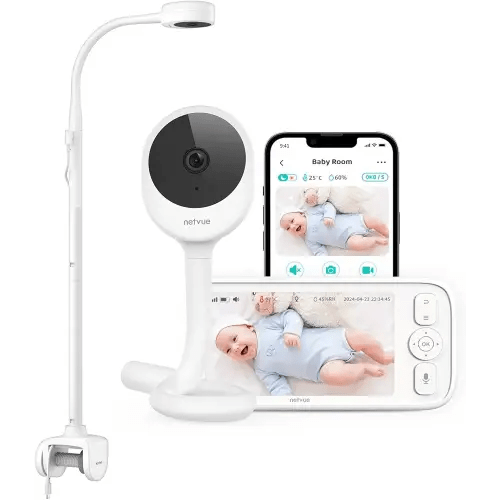 NETVUE Peekababy Baby Camera Monitor Video - Baby Monitor with Camera and Audio, 5" Display, 2-Way Talk, 4 in 1 Bracket Meets The Needs in All Scenarios, Smart Phone App, Cry Detection