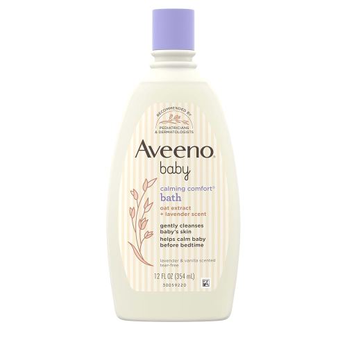 Amazon.com: Aveeno Baby Nighttime Calming Comfort Bath, Body & Hair Wash with Relaxing Lavender & Vanilla Scents & Oat Extract, Tear-Free Formula, No added parabens, & Soap-Free, 12 fl. oz : Baby