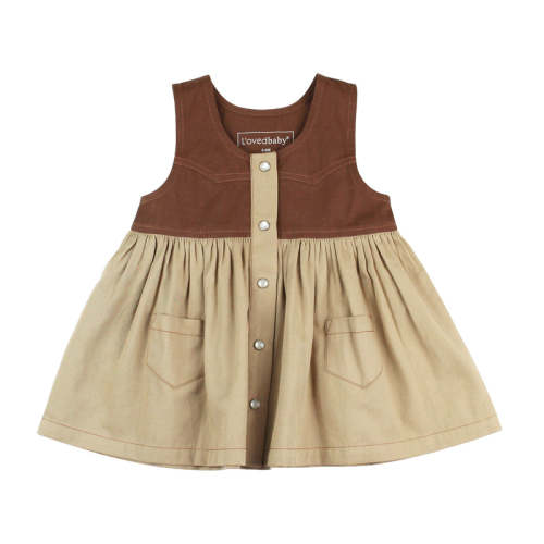 Oatmeal | Organic Sleeveless Western Dress 6-9m