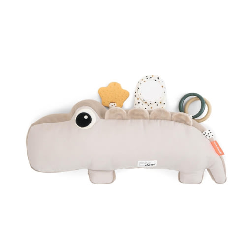 Done by Deer Croco Sand Tummy Time Activity Toy - Sensory Stimulation, Teether, Rings, Tactile Textures, Mirror, Crinkle Sounds, Jittering Crocodile Tummy