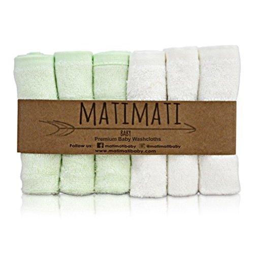 Bamboo Washcloths | Baby Wash Cloths for Face, Newborn, Set of 6 Neutral Colored Soft Baby Washcloths - Hypoallergenic, Microfiber & Organic Baby Face Towels by Matimati Baby