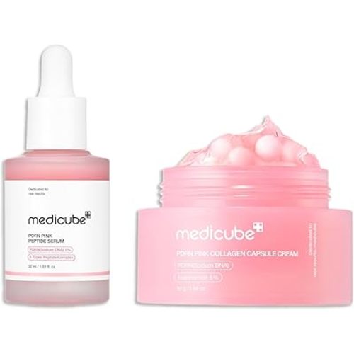 medicube Overnight Renewal Salmon PDRN Duo: Salmon DNA PDRN Pink Peptide Serum and Salmon DNA PDRN Pink Collagen Capsule Cream, Gifts for Women, Skin Care Set