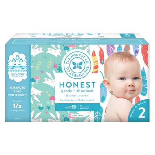 The Honest Company Disposable Diapers Painted Feathers & Bunnies - Size 2 (76ct)