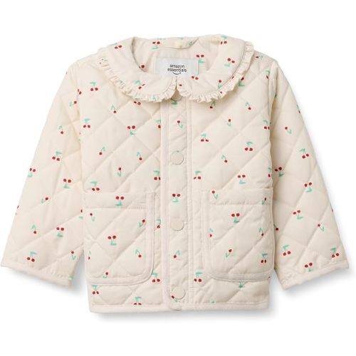 Amazon Essentials x Sofia Grainge Toddler and Baby Girls' Midweight Quilted Field Jacket with Ruffle