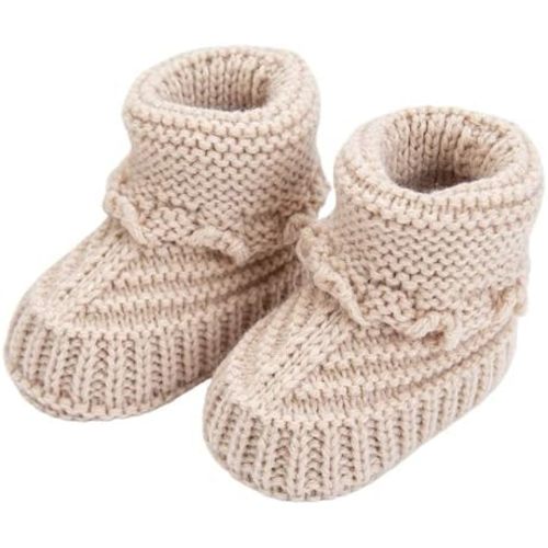 Baby Booties, Newborn Walking Shoes, Infant Hand Crochet Knit Cotton Sock Booties, Soft Cozy Socks Slippers, Indoor House Shoes for Baby, 2 Pairs