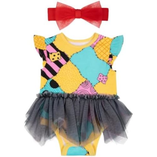 Disney Nightmare Before Christmas Baby Girls Cosplay Dress and Headband Set Newborn to Infant Sizes (Newborn - 24 Months)