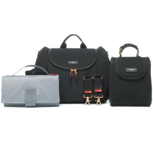 Storksak Poppy Luxe Convertible Diaper Bag in Scuba Black | Modern Nursery™
