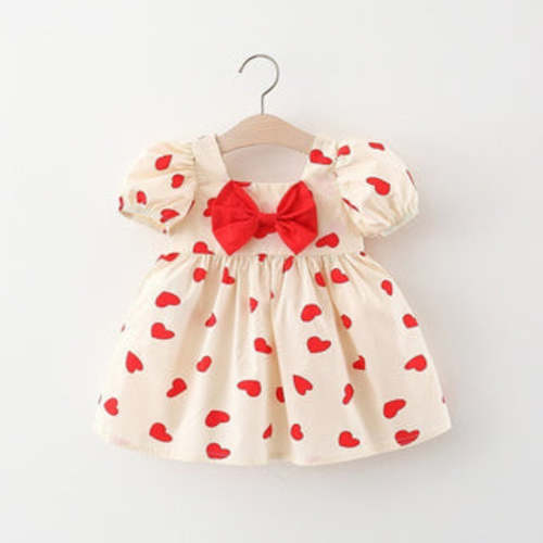 Heart Print Puff Sleeve Dress | RYAN AND REMI