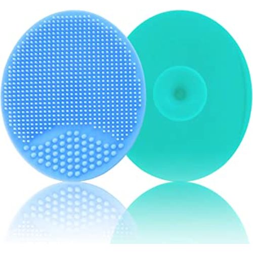 Baby Bath Brush, Baby Cradle Cap Brush, Silicone Massage Brush, Silicone Scrubbers Exfoliator Brush, Baby Skin Scrubbers for Dry Skin, Cradle Cap and Eczema (Large-Blue & Green)