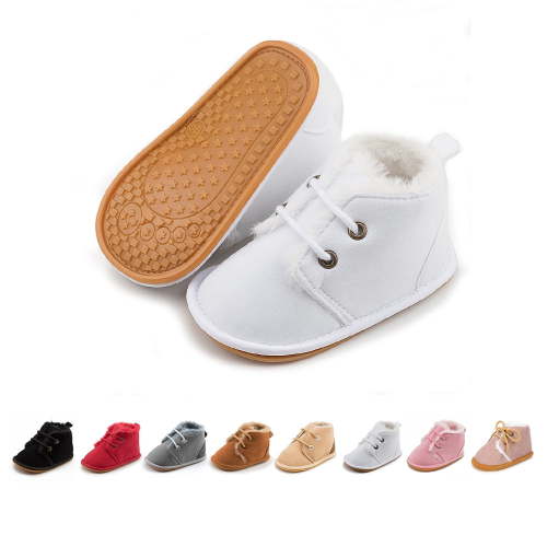 HsdsBebe Baby Girls Boys Cozy Fleece Boots Infant Winter Warm Shoes Unisex High-top Ankle Booties for Newborn 3-18 Months