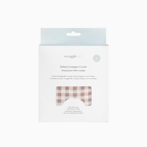 Snuggle Me Universal Lounger Cover 100% Organic Cotton Muslin - Gingham | Fits all Snuggle Me Newborn Baby Loungers, Baby Nest Slipcover, Soft & Breathable For Boys Girls, Machine Washable