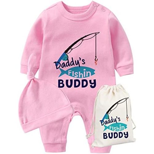 YSCULBUTOL Baby Twins Father Day Toddler Girl Clothes Daddy Fishing Buddy Baby Romper Birthday Dress