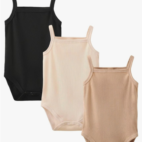 OPAWO Onsies for Baby Girls' Bodysuits 3 Pack Neutral Baby Clothes Spaghetti Strap & Long Sleeve Fall Baby Undershirt 0-2T
