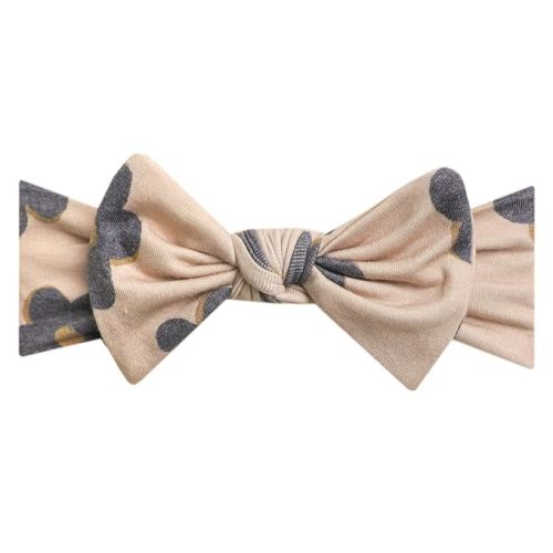 Copper Pearl Baby Stretchy Soft Knit Headband Bow Gemma in Tan