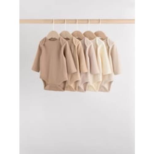 Buy Cream Baby Long Sleeve Bodysuits 5 Pack from Next USA