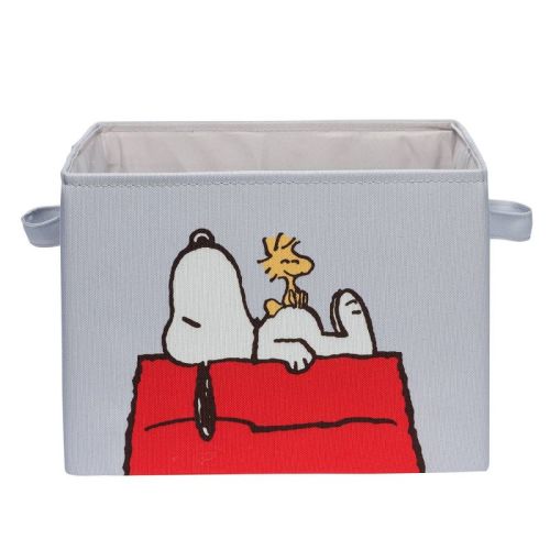 Lambs & Ivy Snoopy Foldable/Collapsible Storage Bin/Basket Organizer with Handles: Gray, 12.5" Width