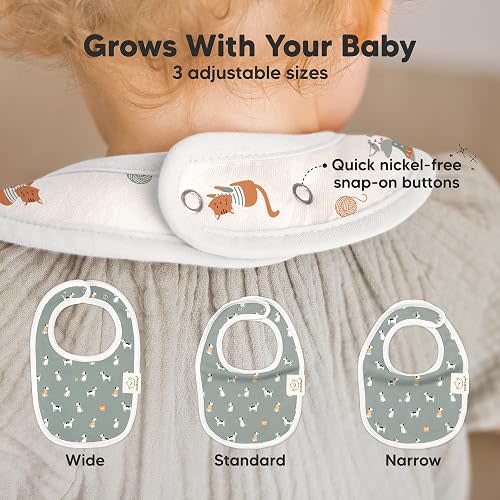 KeaBabies 8-Pack Organic Baby Bibs for Drooling and Teething (Pets & Paws)
