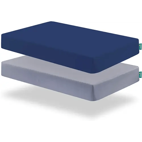 Biloban Crib Sheets for Boys, Fitted Crib Sheet for Standard Crib Mattress, 2 Pack Neutral Toddler Sheets for Boys, Machine Washable, Microfiber, Grey & Navy