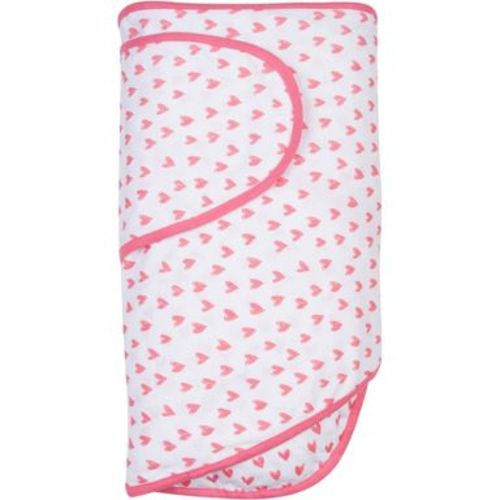 Miracle Blanket Swaddle Wrap - Hearts Coral: Cotton, Lightweight, Easy Fit, Sleeveless