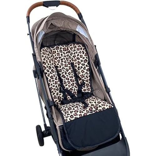 Baby Stroller Cushion Soft Printed Stroller Seat Liner-Reversible Universal Breathable for Baby Carrier Pram Infant Car Seat Insert-78x40cm,1 Pack (Leopard Print)