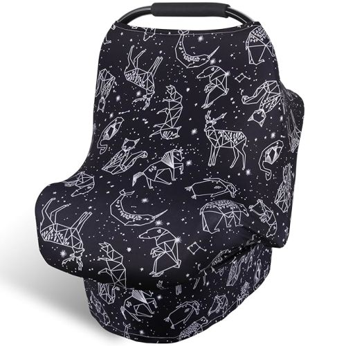 Rquite All-in-1 Car Seat Cover Baby, Carseat Covers for Girl Boy, Stretchy Soft Infant Car Seat Cover, Multi-use Baby Carrier Cover, Car Seat Canopy, Stroller Sun Shade, Nursing Breastfeeding Cover