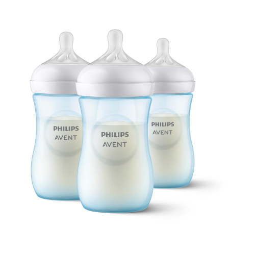 Philips Avent Natural Baby Bottle with Natural Response Nipple, Blue, 9oz, 3pk, SCY903/23