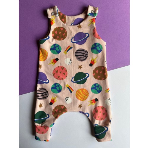 Baby Romper in Planet Space Print, Children&#39;s Dungarees, Newborn Baby Gift