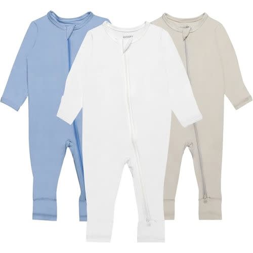 Baby Pajamas with Mitten Cuffs - 3Pcs Boys 2 Way Zipper Long Sleeve Rayon Sleepers