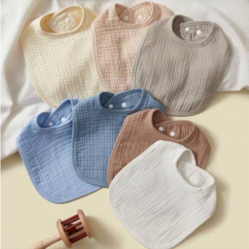 7pcs Baby Boys' Bibs, 100% Cotton Soft Gauze, Drool Bib, Blue Color