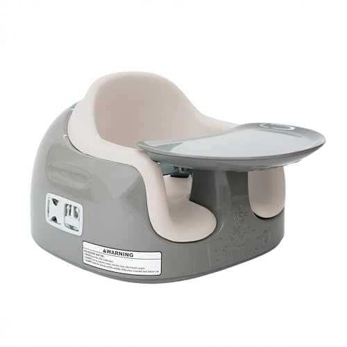 Bumbo 3-in-1 Multi-Seat for 6 to 36 Months, Travel Baby Feeding & Play Floor Seat, All-in-One Portable Booster with Tray & Toddler High Chair, Breige/White Sand