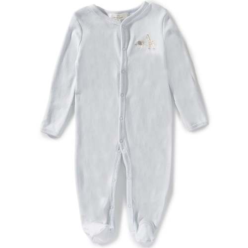 Starting Out Baby Boys Long Sleeve Embroidered Zoo Animals Solid Footie