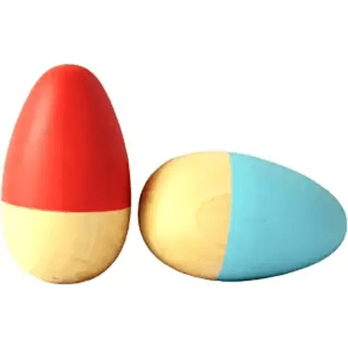 Shumee Toys - Wooden Egg Shakers for Babies (6 Months+) - Musical Rattle Montessori Toy - Set of 2 Maraca Eggs (Blue and Orange) - Egg Shakers: Blue Orange