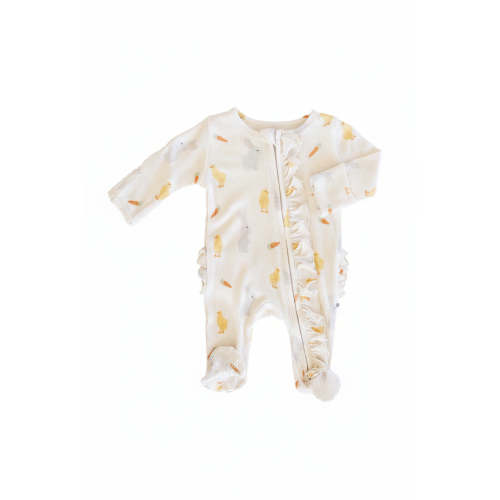 Sweet Peep Bamboo Waffle Ruffle Zipper Footie