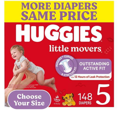 Huggies Little Movers Baby Diapers, Size 3-8